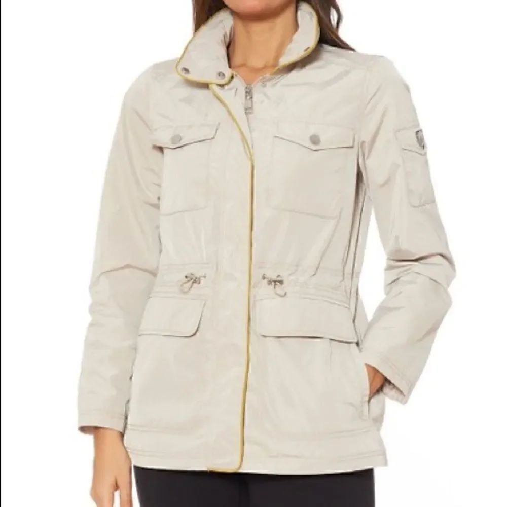 Vince Camuto Oyster Charteuse Cinched Waist Anorak Hidden Hood Jacket Small NWT